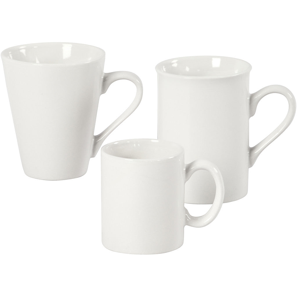 Mugs, H: 7-10 cm, white, 48 pc/ 1 pack [HOB-55601]