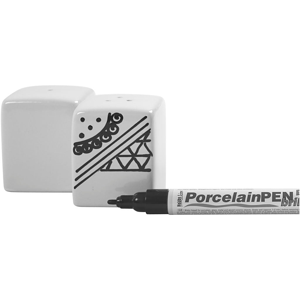 Salt and Pepper Set, H: 6 cm, size 5x5 cm, glossy, white, 6 set/ 1 box [HOB-55604]