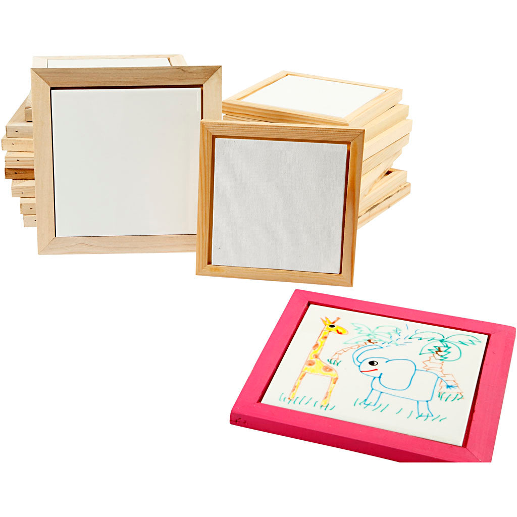 Trivet with wooden frame, size 18,5x18,5x1,16 cm, 1 pc [HOB-556560]