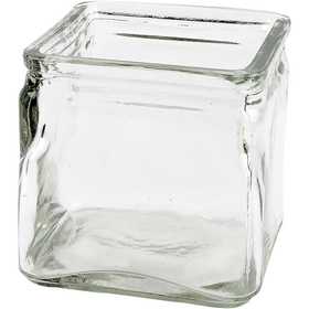 Square Candle Holder, H: 10 cm, size 10x10 cm, 12 pc/ 1 pack [HOB-55786]