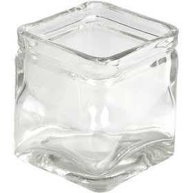 Square Candle Holder, H: 8 cm, size 7,5x7,5 cm, 12 pc/ 1 pack [HOB-55814]
