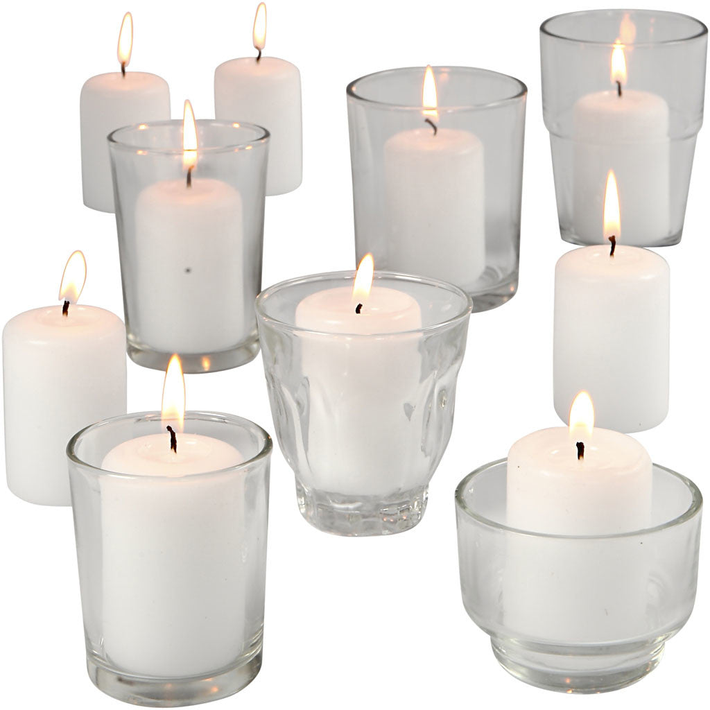 Tea Light Candle Holder, H: 5,3-8,4 cm, dia. 4,5-7,3 cm, Content may vary , 72 pc/ 1 pack [HOB-55827]