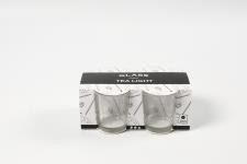 Tealight Holder in Glass, H: 6,5 cm, dia. 4,5 cm, 4 pc/ 1 pack [HOB-55861]