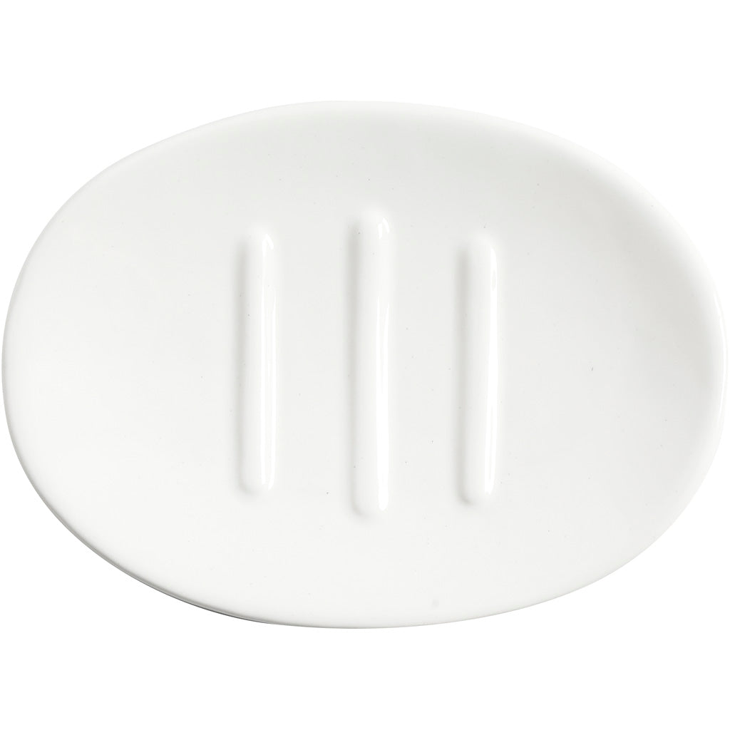 Soap dishes, H: 2,5 cm, L: 13,5 cm, W: 10 cm, white, 1 pc [HOB-558660]