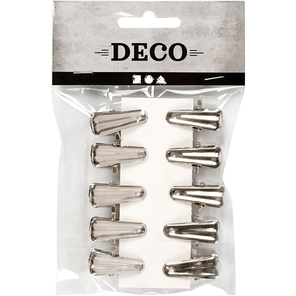 Decorative pegs, L: 27 mm, W: 14 mm, silver, 10 pc/ 1 pack [HOB-559540]