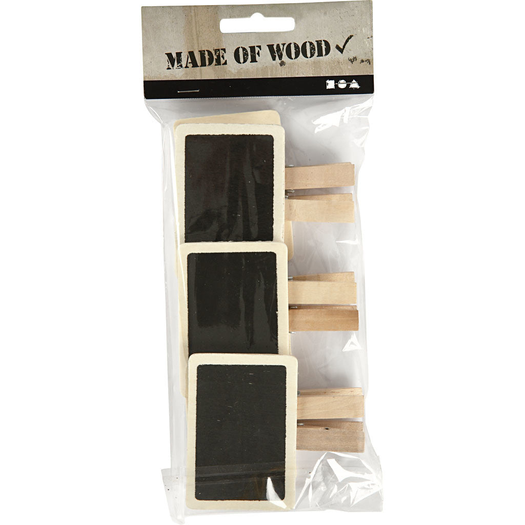 Blackboard with clothes peg, size 6,8x4,7 cm, 6 pc/ 1 pack [HOB-562150]