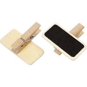 Blackboard with clothes peg, size 4x2 cm, 12 pc/ 1 pack [HOB-562160]