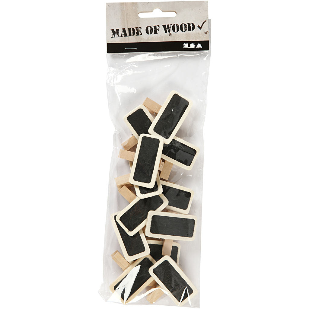 Blackboard with clothes peg, size 4x2 cm, 12 pc/ 1 pack [HOB-562160]