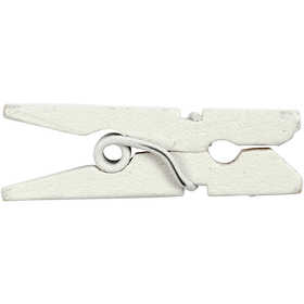 Mini Clothes Peg, L: 25 mm, W: 3 mm, white, 36 pc/ 1 pack [HOB-56435]