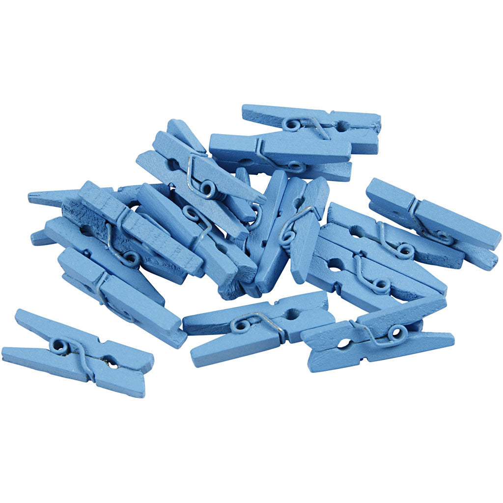 Mini Clothes Peg, L: 25 mm, W: 3 mm, blue, 36 pc/ 1 pack [HOB-56439]