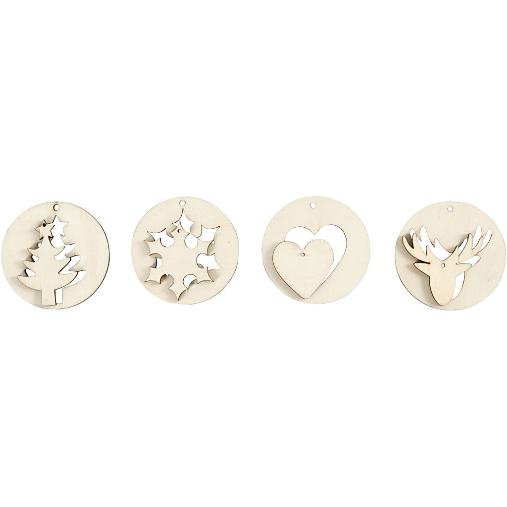 2-in-1 Hanging Decorations, dia. 7 cm, hole size 3 mm, thickness 4 mm, 8 pc/ 1 pack [HOB-565090]