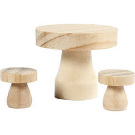 Mushroom Table with Stools, size 2,5x2,5 cm, 1 set [HOB-56513]