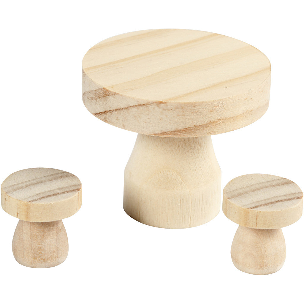 Mushroom Table with Stools, size 2,5x2,5 cm, 1 set [HOB-56513]