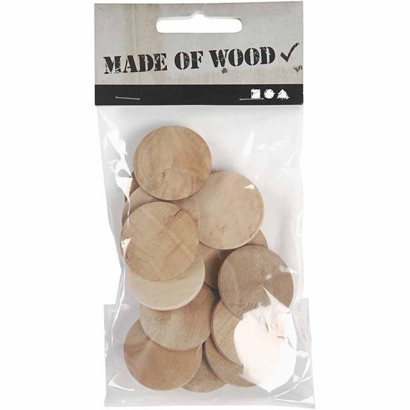 Wooden buttons, dia. 30 mm, thickness 5 mm, 15 pc/ 1 pack [HOB-56653]