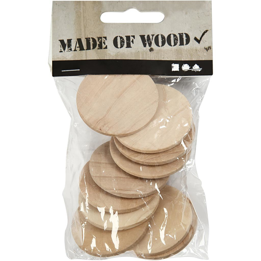 Wooden buttons, dia. 40 mm, thickness 6 mm, 10 pc/ 1 pack [HOB-56655]