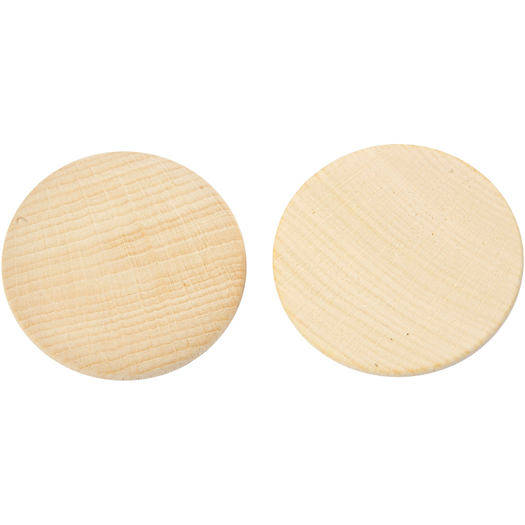 Wooden buttons, dia. 50 mm, thickness 10 mm, 50 pc