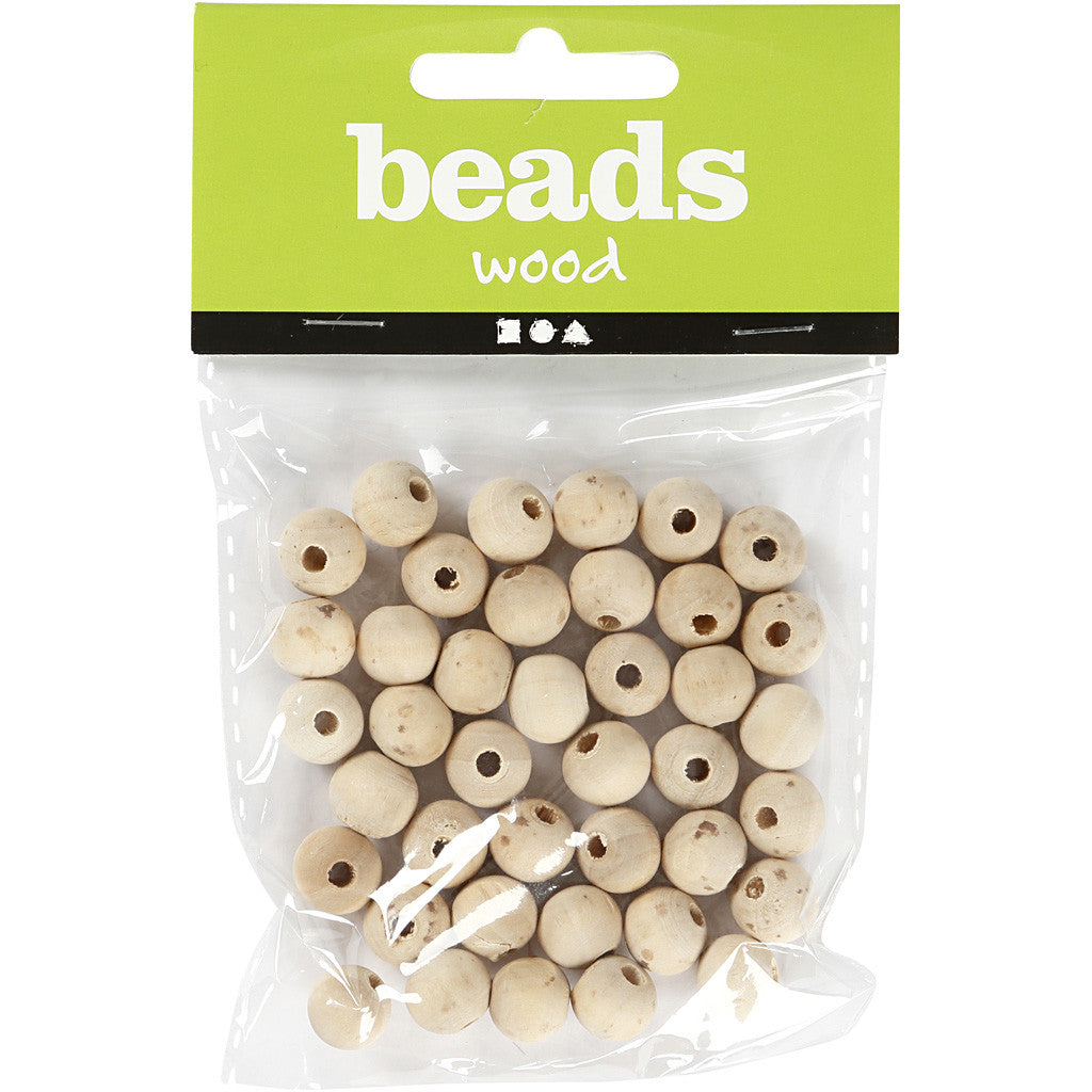 Wooden Bead, dia. 10 mm, hole size 2,5 mm, 40 pc/ 1 pack [HOB-566640]