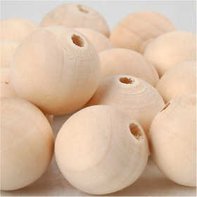 Wooden Bead, dia. 20 mm, hole size 4 mm, 14 pc/ 1 pack [HOB-566680]