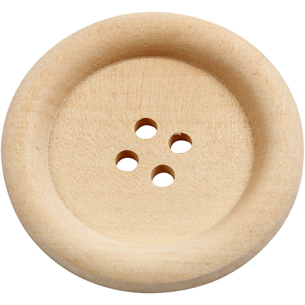 Wooden Buttons, dia. 35 mm, hole size 2 mm, 4 holes, 10 pc/ 1 pack [HOB-56687]