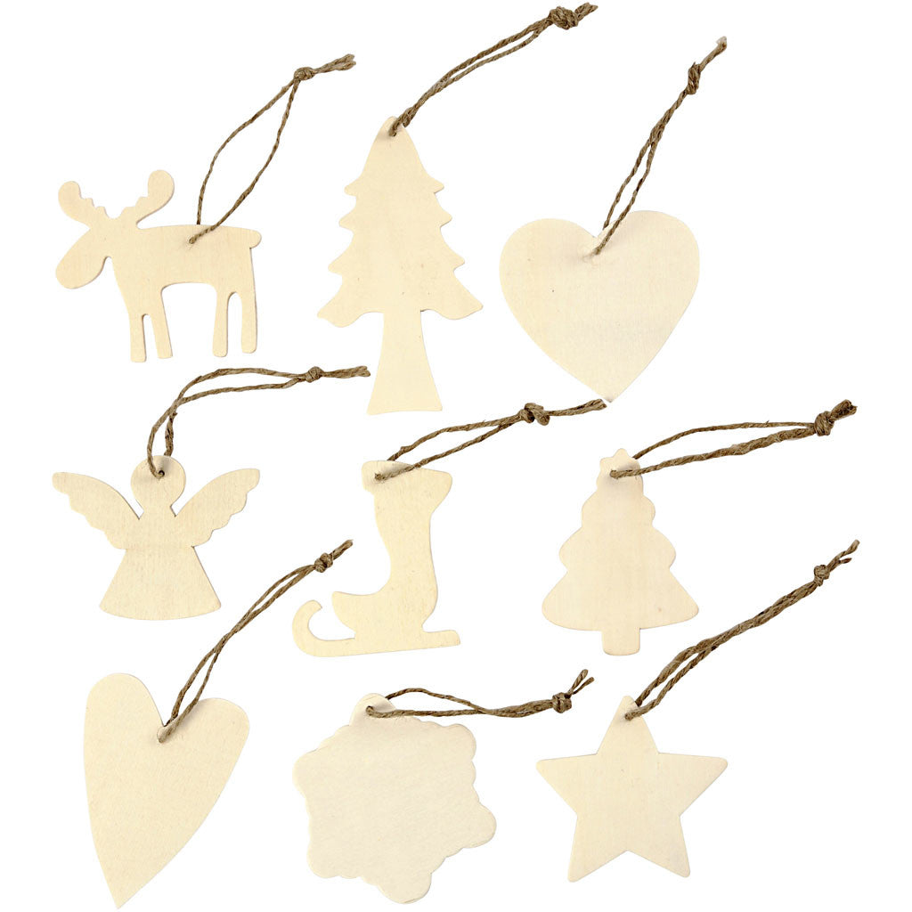 Wooden Ornament, christmas, size 7-8 cm, 72 pc/ 1 pack [HOB-56742]