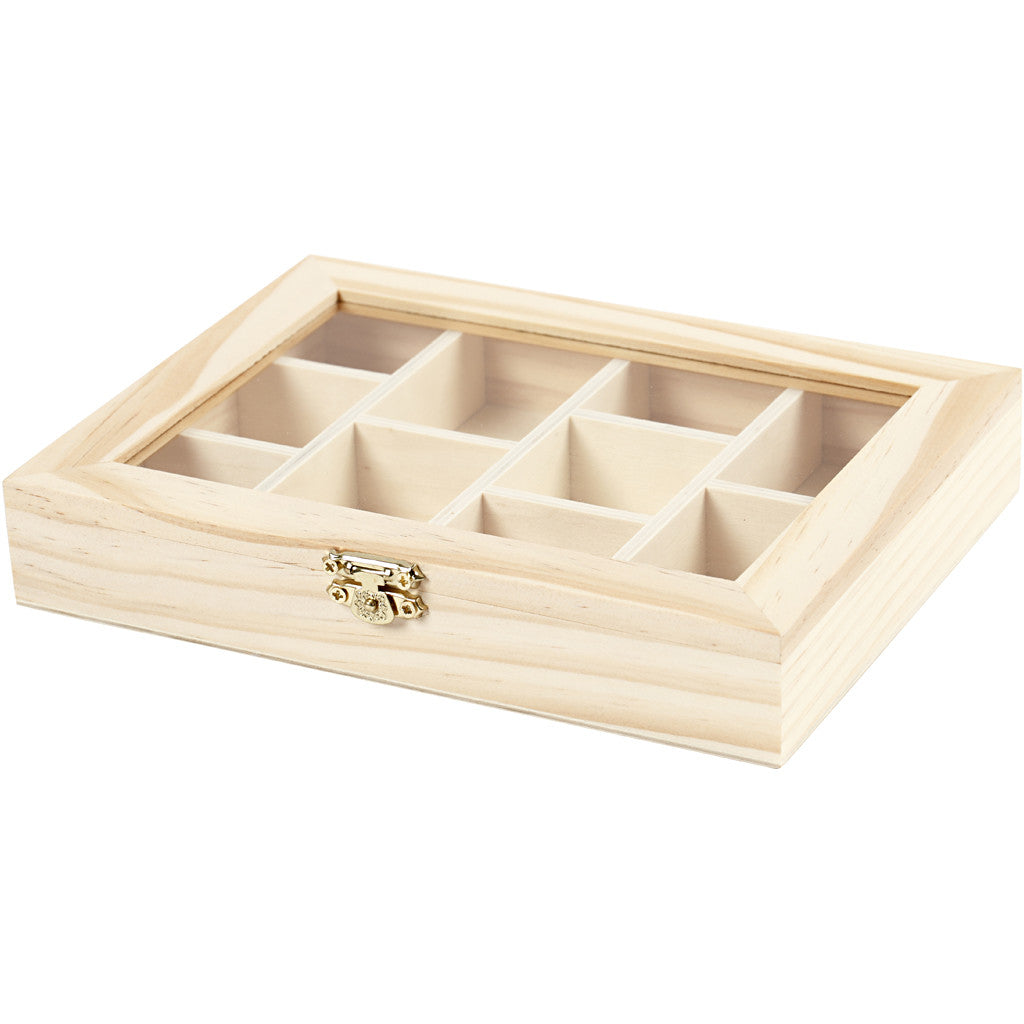 Box with Glass Lid, size 15,5x20,5x3,5 cm, hole size 4,3x6,6 cm, 1 pc [HOB-56930]