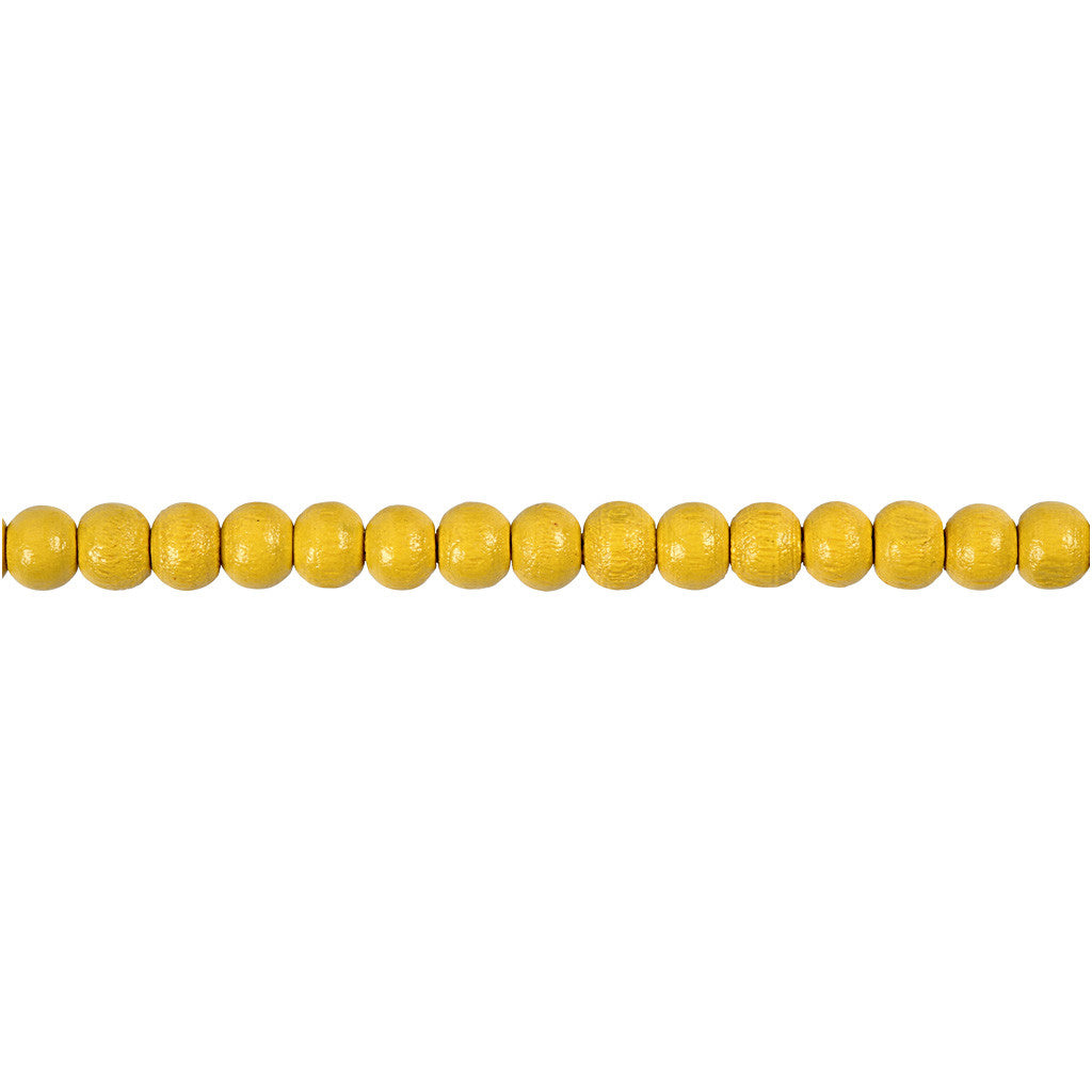 Wooden Beads, dia. 5 mm, hole size 1,5 mm, yellow, 6g/ 1 pack [HOB-570393]