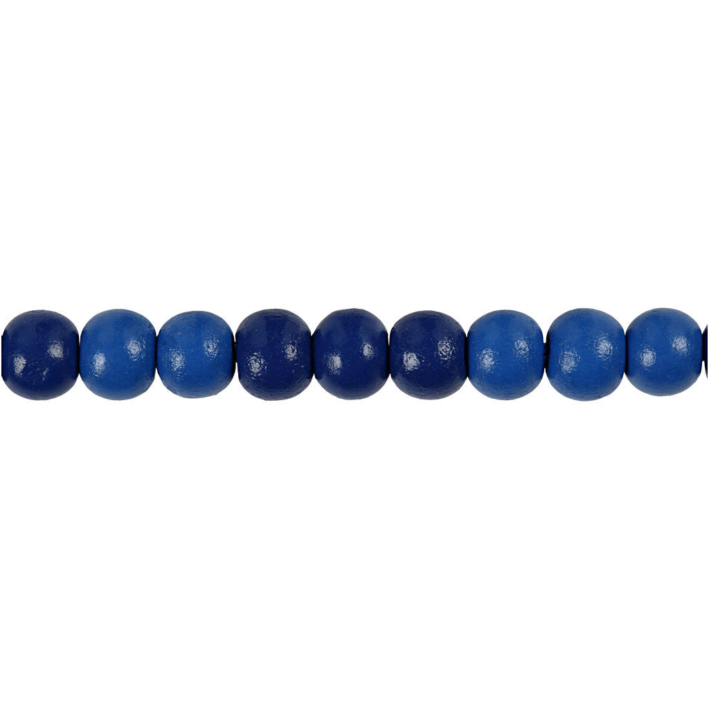 Wooden Beads, dia. 8 mm, hole size 2 mm, ca. 80 pc, blue, 15 g/ 1 pack [HOB-570498]
