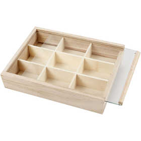Display Box with Glass Sliding Lid, D. 3,5 cm, size 17x13 cm, 1 pc [HOB-57454]