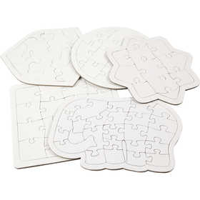 Jigsaw Puzzle, size 17-21 cm, white, 10 pc/ 1 pack [HOB-57476]