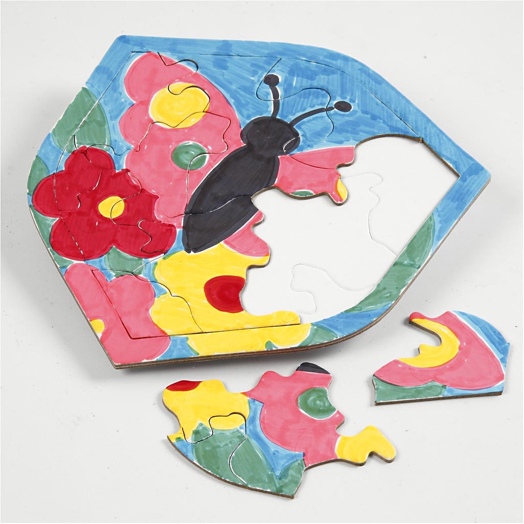 Jigsaw Puzzle, size 17-21 cm, white, 10 pc/ 1 pack [HOB-57476]