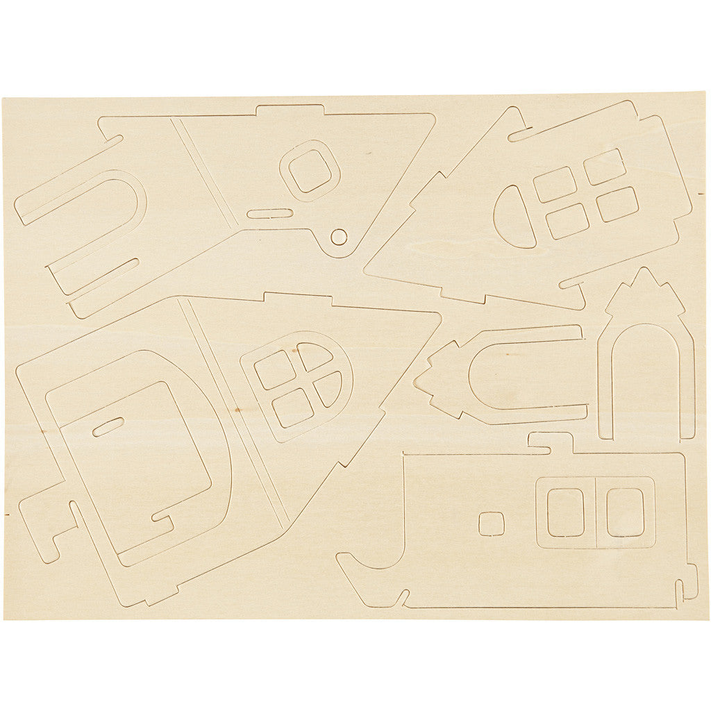 3D Wooden Construction Kit, House with ramp, size 22,5x17,5x20,5, 1 pc [HOB-57874]