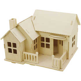 3D Wooden Construction Kit, House with terrace, size 19x17,5x15, 1 pc [HOB-57875]