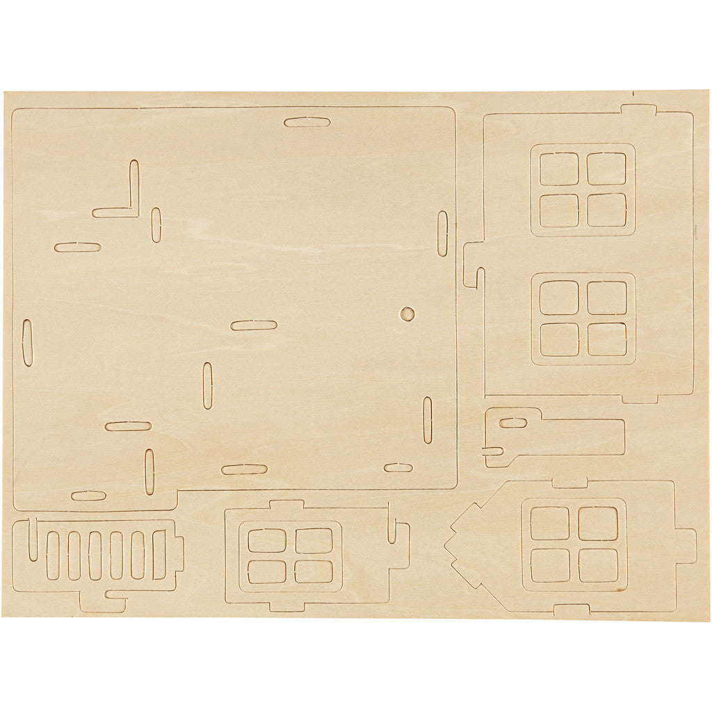3D Wooden Construction Kit, House with terrace, size 19x17,5x15, 1 pc [HOB-57875]