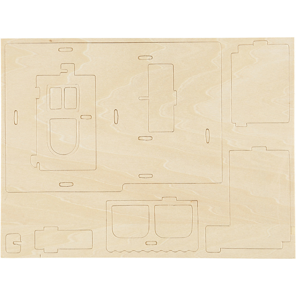 3D Wooden Construction Kit, House with veranda, size 22,5x16x17,5, 1 pc [HOB-57876]