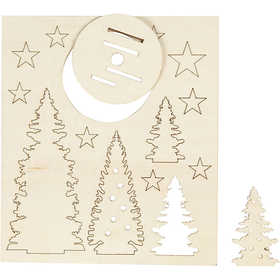 Self-Assembly Figures, christmas trees, L: 20 cm, W: 17 cm, thickness 3 mm, 1 pack [HOB-57886]