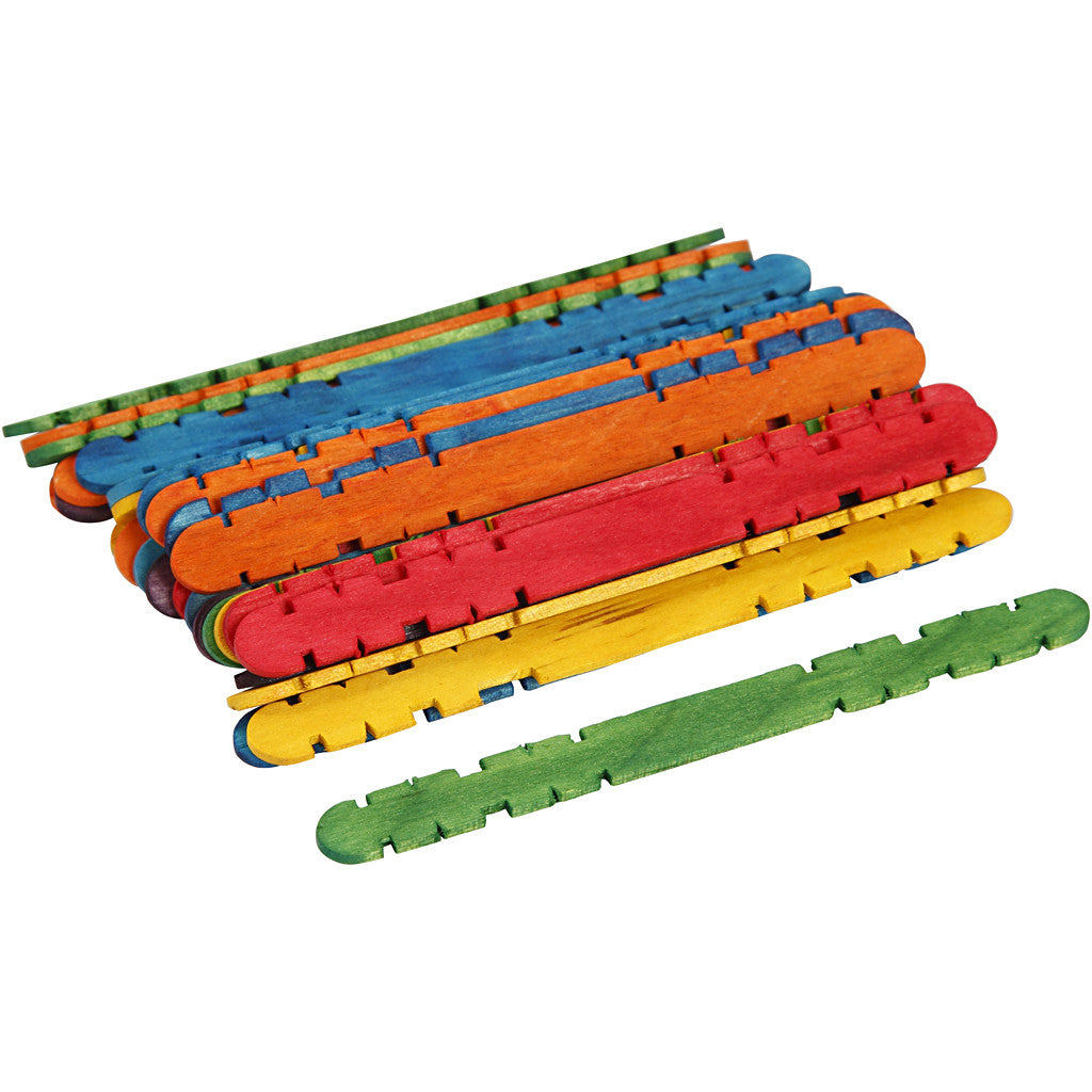Construction sticks, L: 11,4 cm, W: 10 mm, assorted colours, 30 pc/ 1 pack [HOB-579980]
