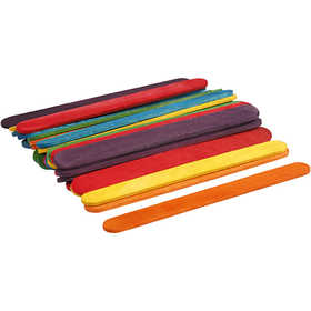 Wood Sticks, L: 11,4 cm, W: 10 mm, assorted colours, 30 pc/ 1 pack [HOB-579990]