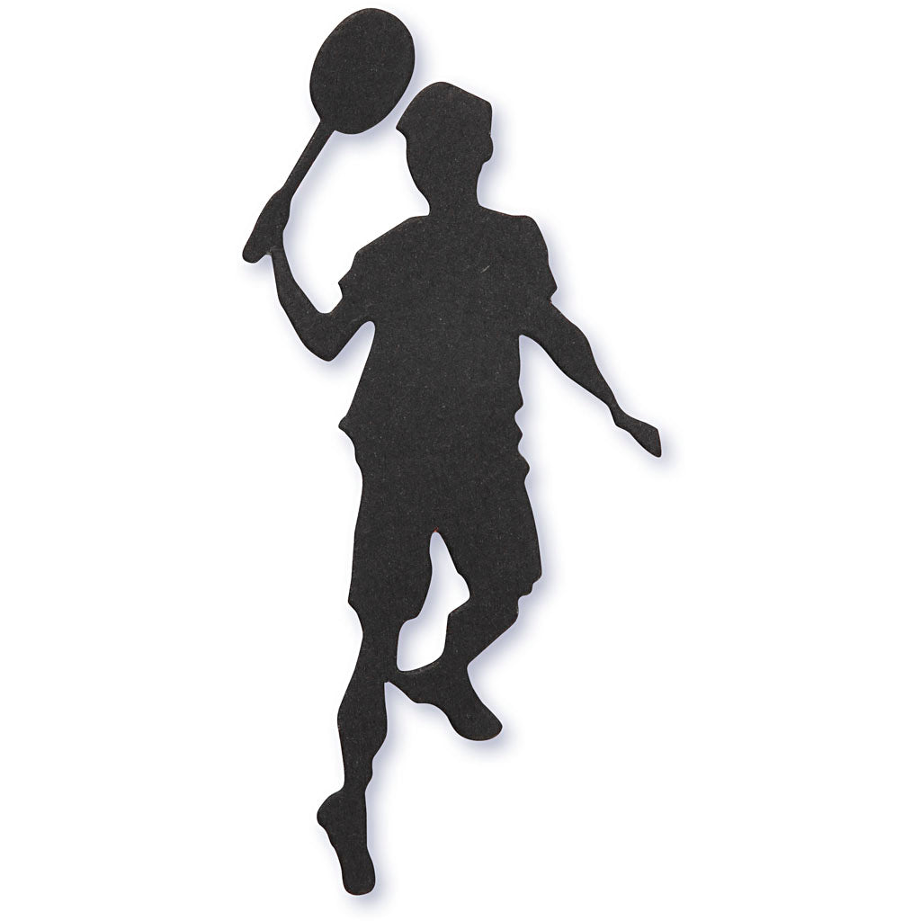 Cardboard Emblem, Tennis player, size 40x90 mm, black, 10 pc