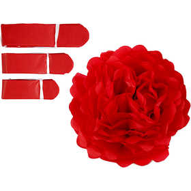 Tissue Pompons, dia. 20+24+30 cm, 16 g, red, 3 pc/ 1 pack [HOB-590003]