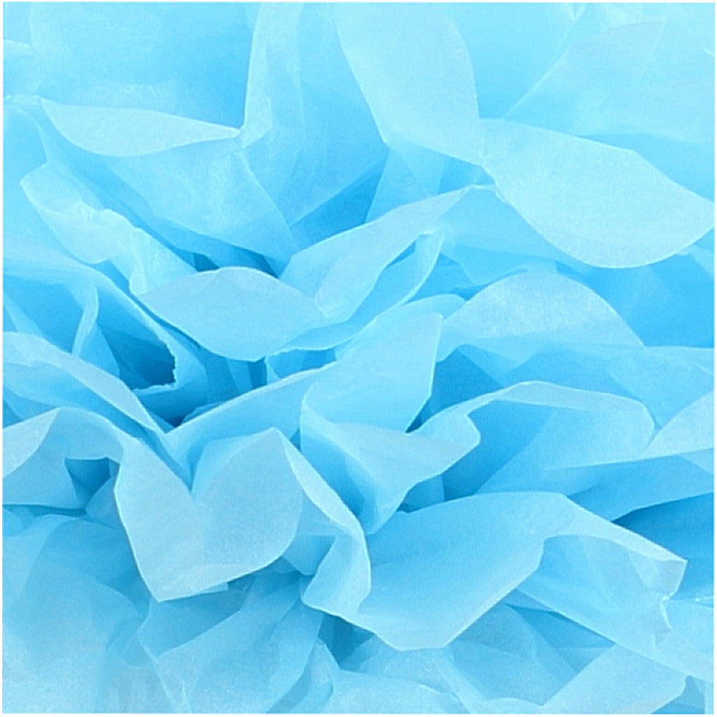 Tissue Pompons, dia. 20+24+30 cm, 16 g, light blue, 3 pc/ 1 pack [HOB-590008]