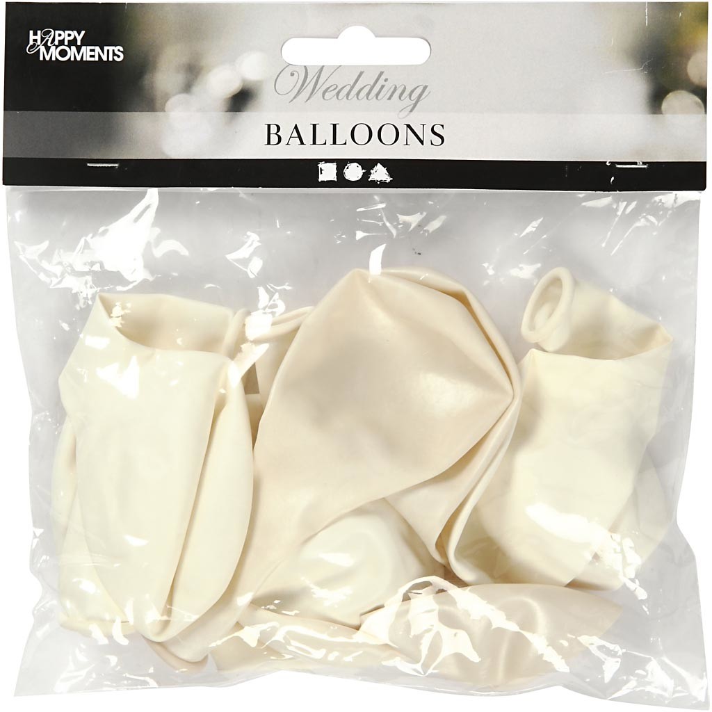 Balloons, Round, dia. 23 cm, white, mother-of-pearl, 10 pc/ 1 pack [HOB-59148]