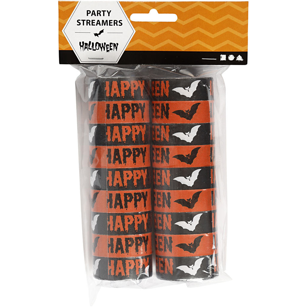 Party streamers, black, orange, 2 roll/ 1 pack [HOB-59160]
