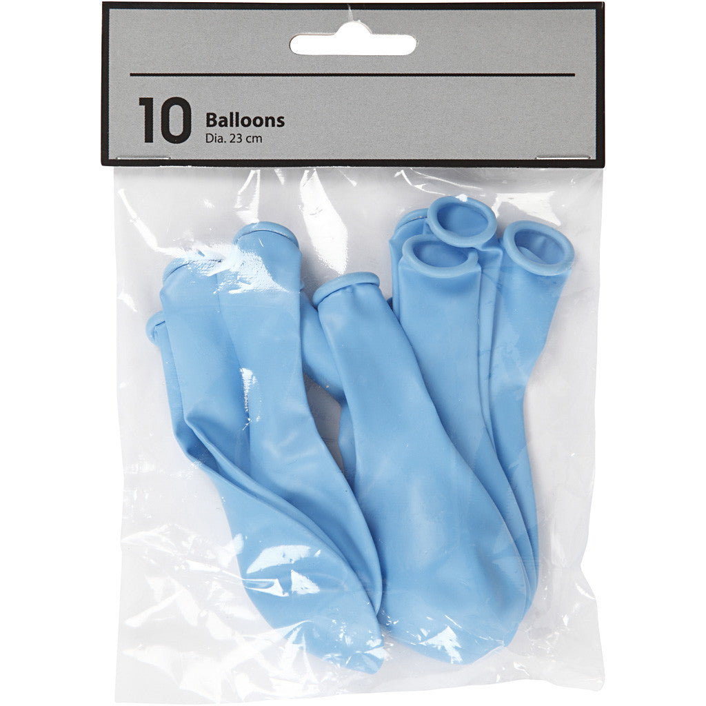 Balloons, round, dia. 23 cm, light blue, 10 pc/ 1 pack [HOB-59161]