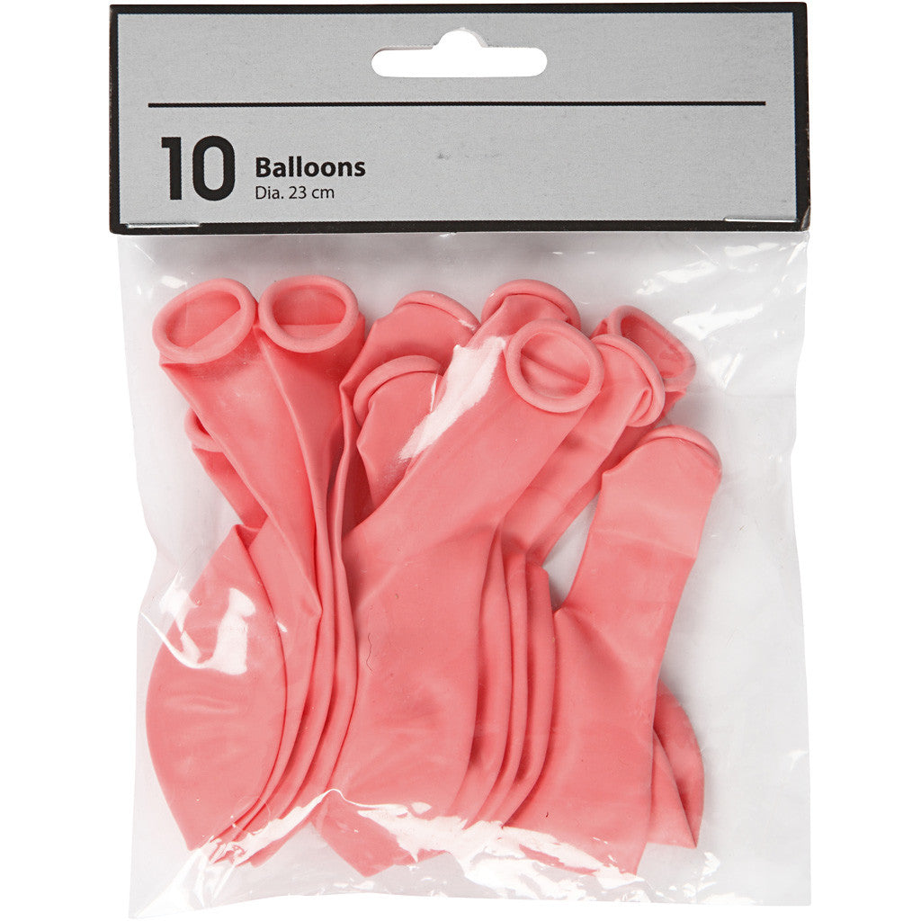 Balloons, round, dia. 23 cm, light red, 10 pc/ 1 pack [HOB-59162]
