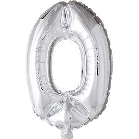 Foil Balloon, 0, H: 41 cm, silver, 1 pc [HOB-59184]