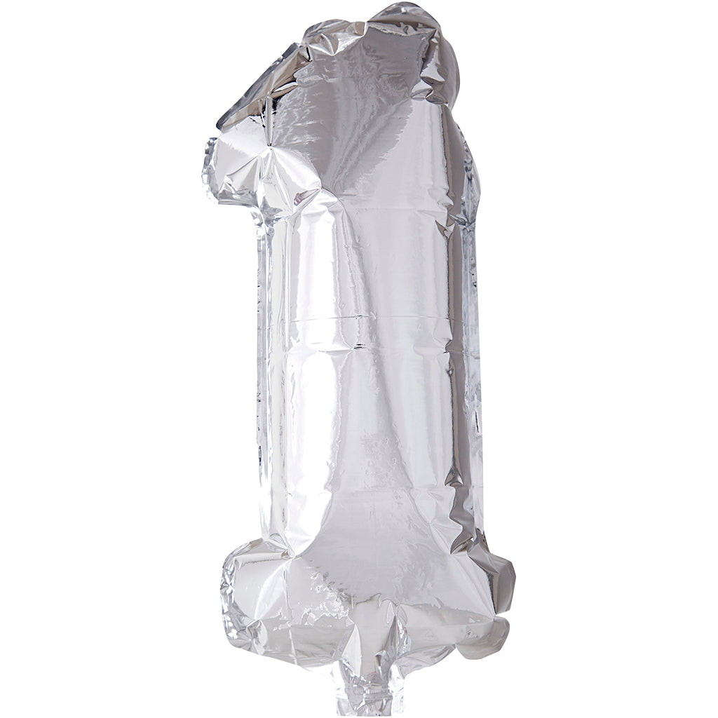 Foil Balloon, 1, H: 41 cm, silver