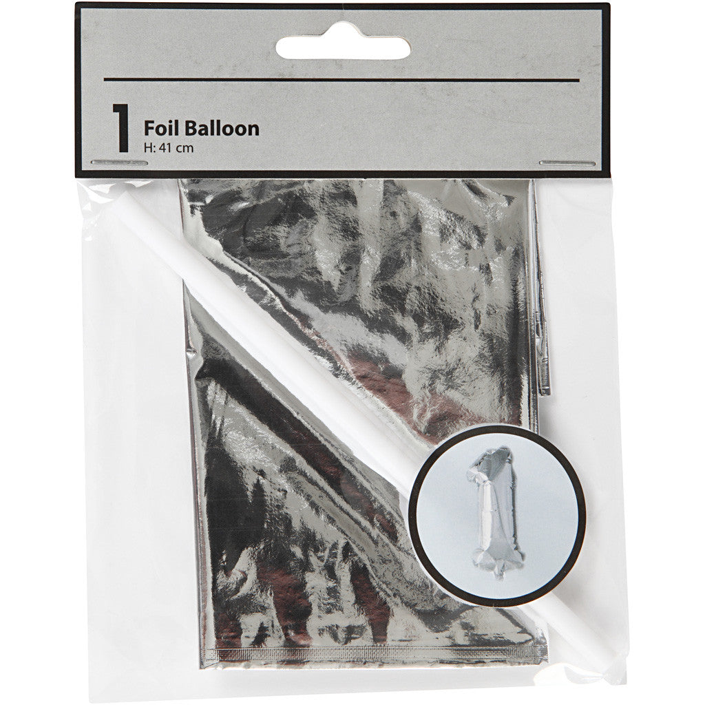 Foil Balloon, 1, H: 41 cm, silver, 1 pc [HOB-59185]