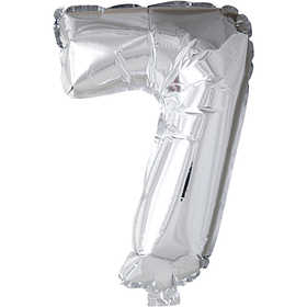Foil Balloon, 7, H: 41 cm, silver, 1 pc [HOB-59191]