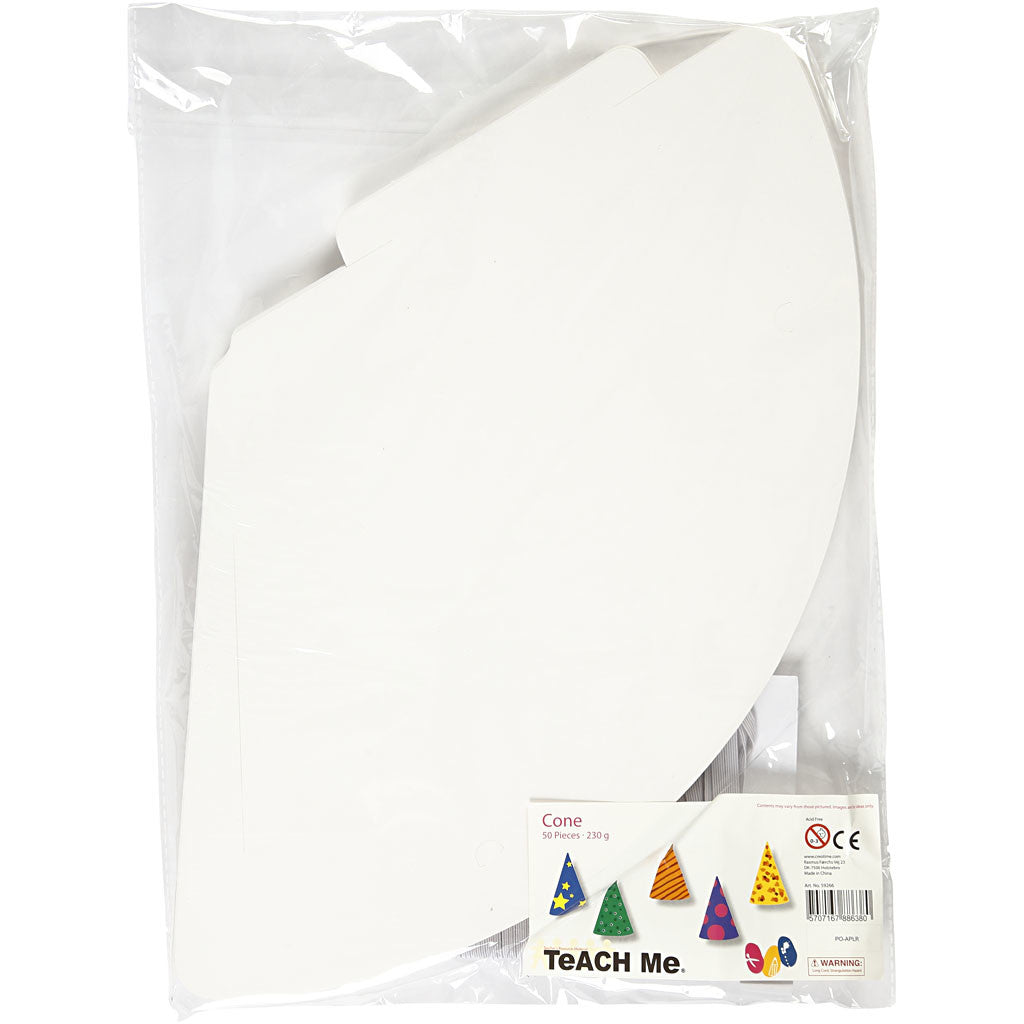 Cone, H: 23 cm, dia. 16,5 cm, 230 g, white, 50 pc/ 1 pack [HOB-59266]