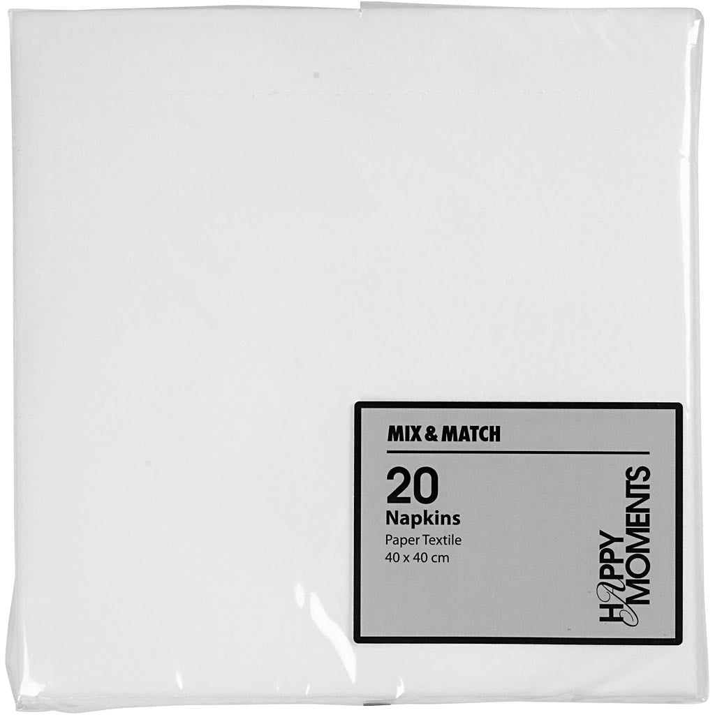 Table Napkins, size 40x40 cm, 60 g, white, 20 pc/ 1 pack [HOB-598001]